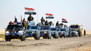 Las fuerzas gubernamentales iraquíes constan de unos 180.000 efectivos. Unidades de la policía fronteriza patrullan la frontera con Arabia Saudí en la provincia de Sanawa, al sur de Irak. HAIDAR HAMDANI / AFP / GETTY